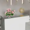 Reception Desk with Shelves Front Counter Table Checkout Table Retail Counter for Reception Room Lobby Shop White and Grey 5