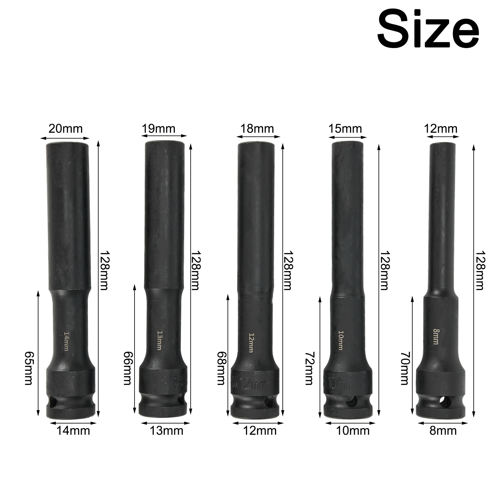 

Hex Socket Top Notch Durability and Performance! 5PC Impact Wrench Hex Socket Head Adapter Converter Set (8 14mm)