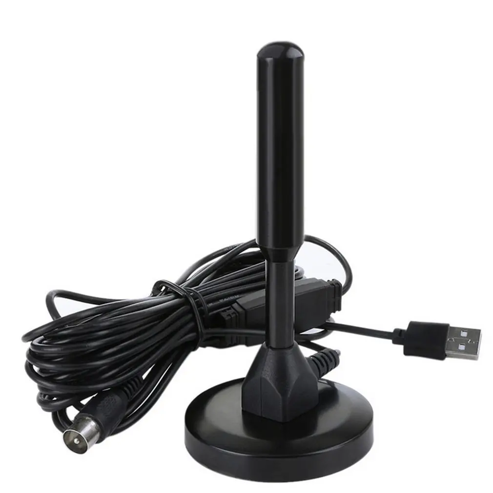 Комнатная телевизионная антенна DVB-T HD для помещений черная с USB-усилителем