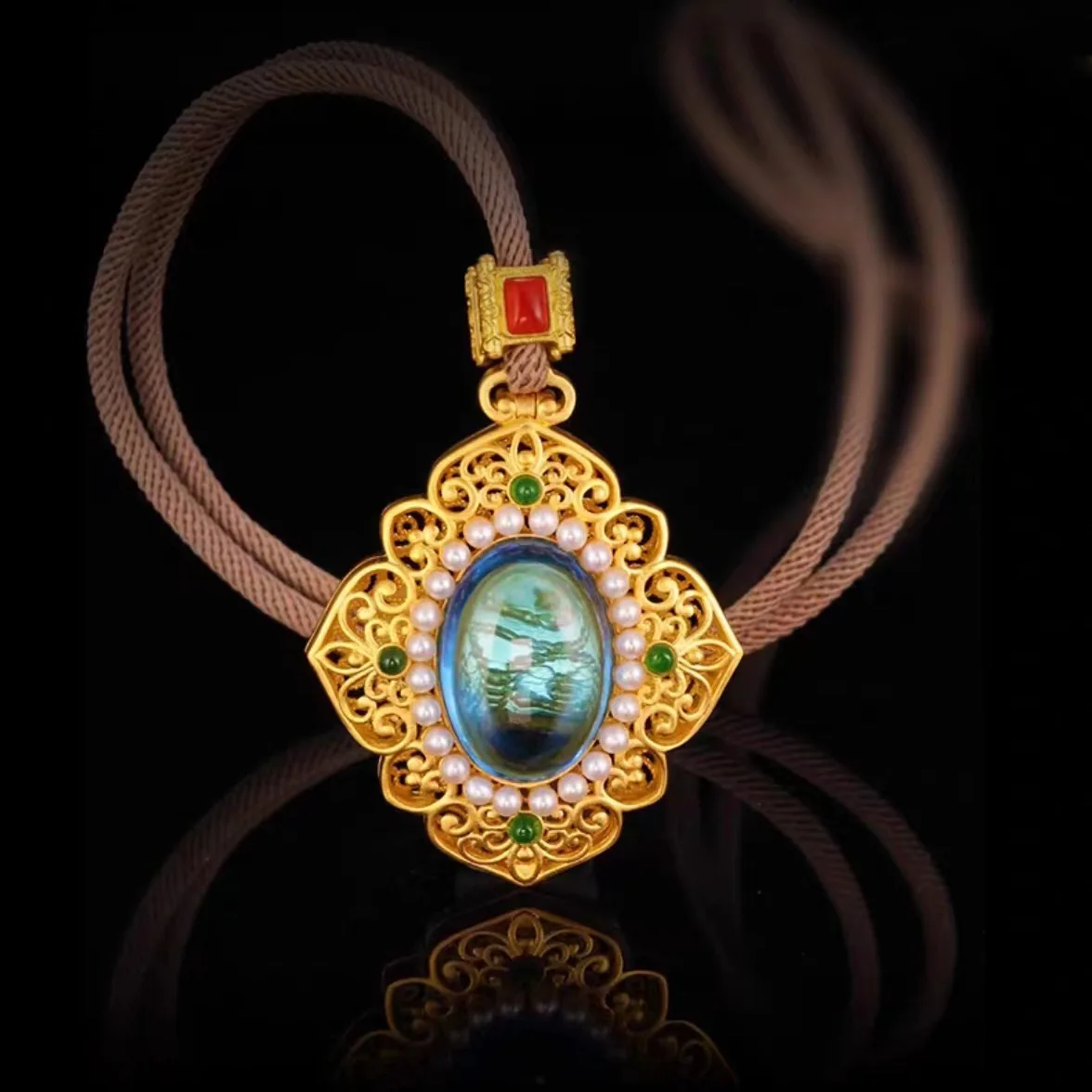 Collar De Oro Amarillo GP Para Mujer, Colgante De Perlas, Cadena, Accorios De Joyería De