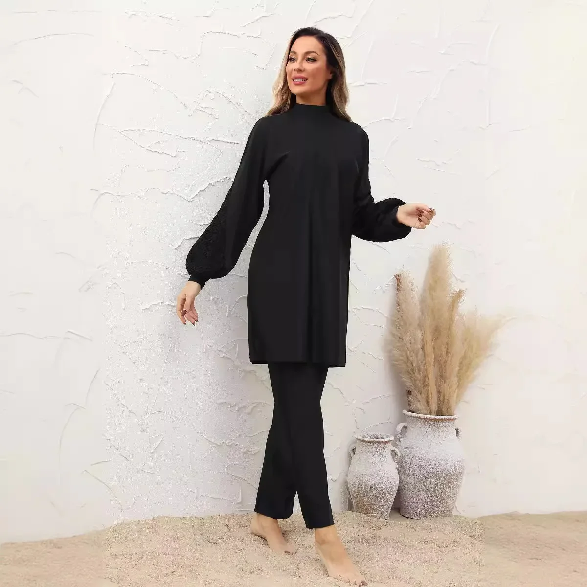 Islamic Women Muslim Swimwear Long Dress Pants Swimsuit Modest Arabic Swim Surf Wear Sport Full Suit Swimming Three Piece Sets