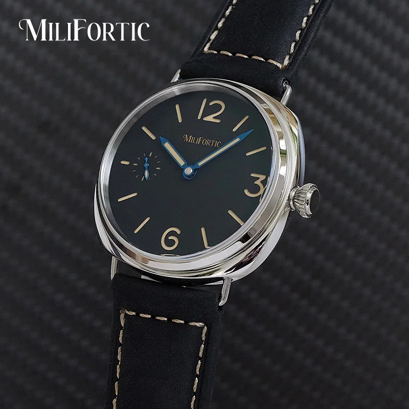 Milifortic Retro Watches 44MM Sandwich Dial Seagull ST3600 Sapphire Crystal Display-caseback Manual Winding Mechanical Watches