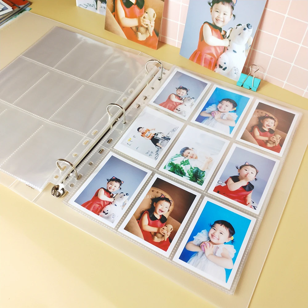 30/50pcs 9 Pocket Pages 3 Hole Double Sided Photo Card Trading Game Card  Binder Clear Sleeves A4 3 Ring Photo Album Refill Pages - AliExpress