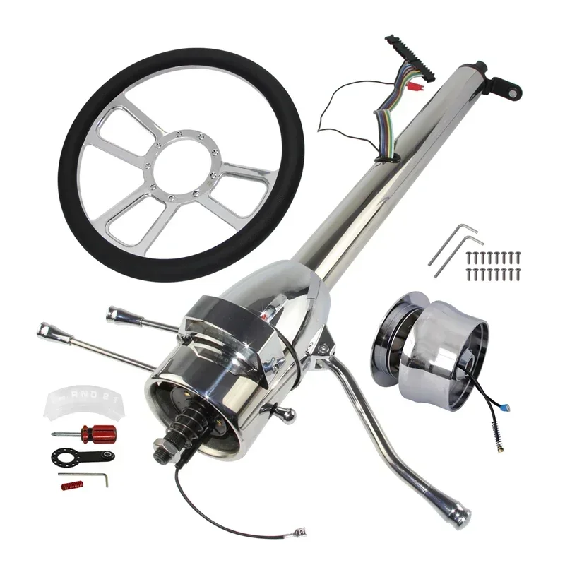 32" Stainless Steel Tilt Steering Column For Hot Rods & Customs | GM 5-Way | Paintable