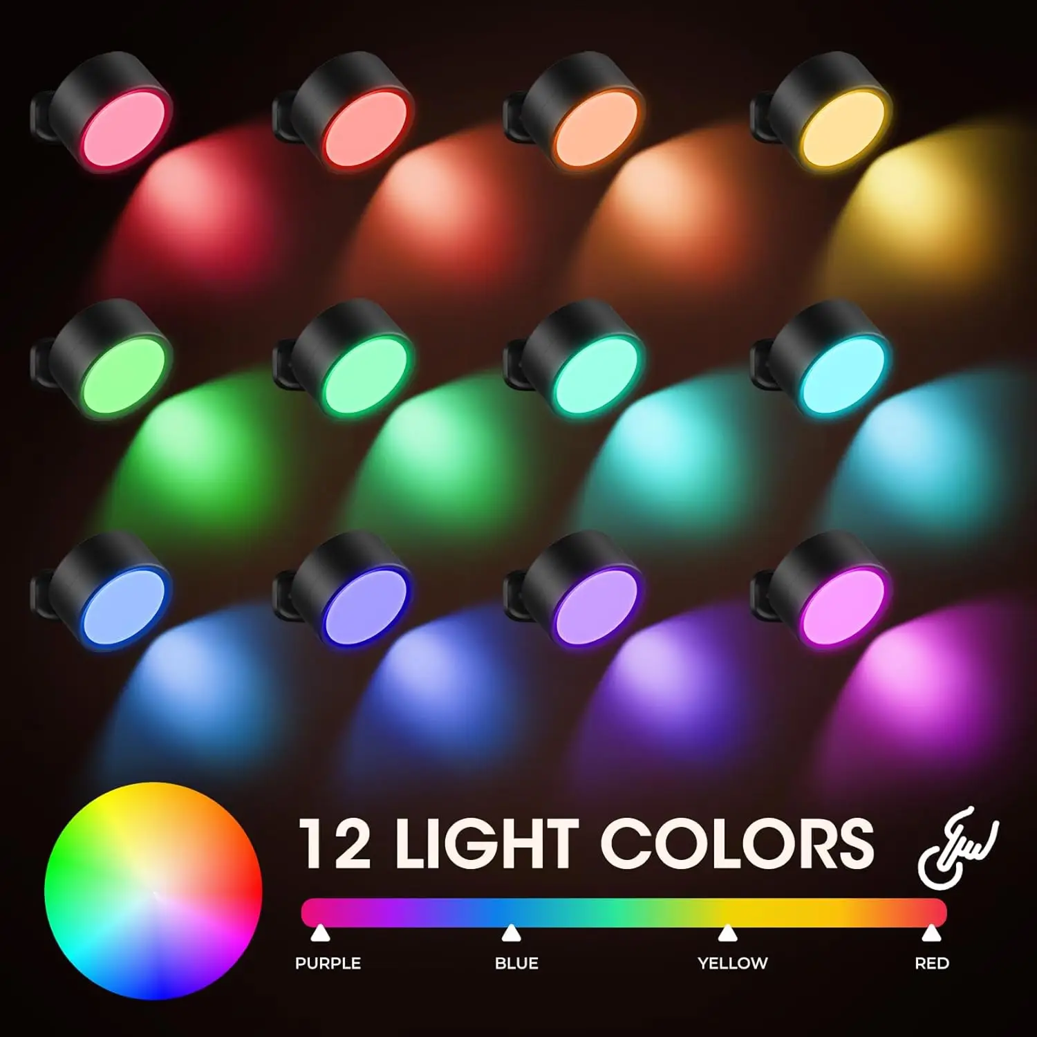Magnetic LED Wall Lights 360° Rotation Touch With Remote Control 12 Colors Dimmable Brightness for Bedroom Wireless Bedside Lamp 2