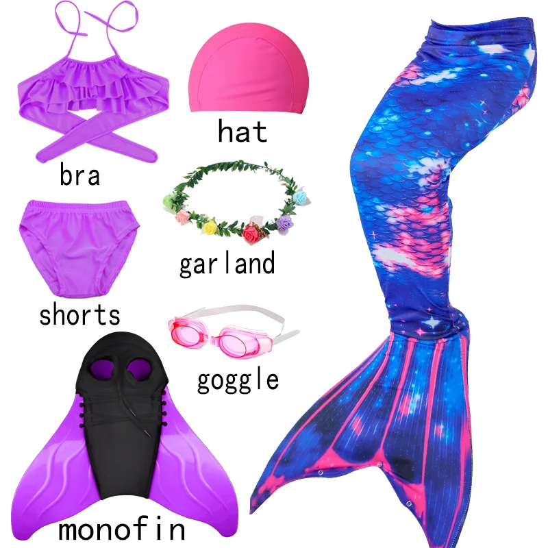 

Anime Girls Swimming The Little Mermaid Tails Cosplay Costumes Carnival Party Swimsuit Bikini Bathing Suit Add Monofin