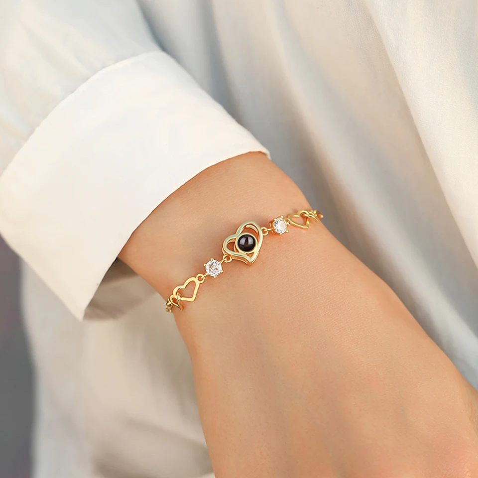Personalized Heart Shape Photo Projection Bracelet
