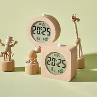 Electric Desk Clock Small Battery Alarm Clock Wooden Clock with Snooze and Nightlight Battery Powered Alarm Clock for Home 2