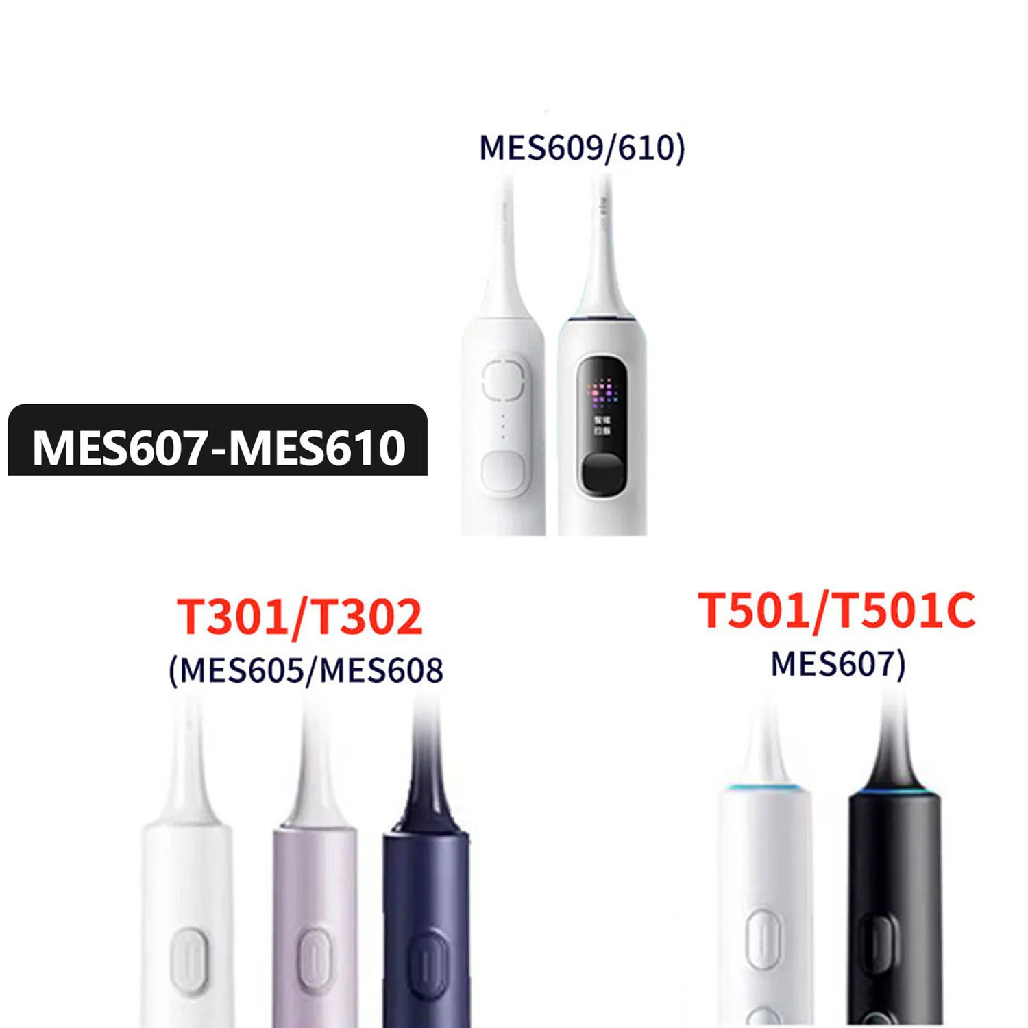 Mijia T301 T302 T501 T501C MES605 MES608 소닉 전동 칫솔 교체 헤드 듀폰 소프트 브리슬 노즐 용 새 제품 2-8 개