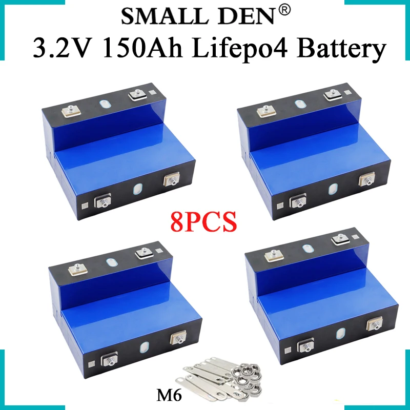 

8PCS 3.2V 150Ah Lifepo4 Rechargeable Battery 3500 cycles DIY 12v 24v Electric car boat Off road RV Inverter Golf cart Power tool
