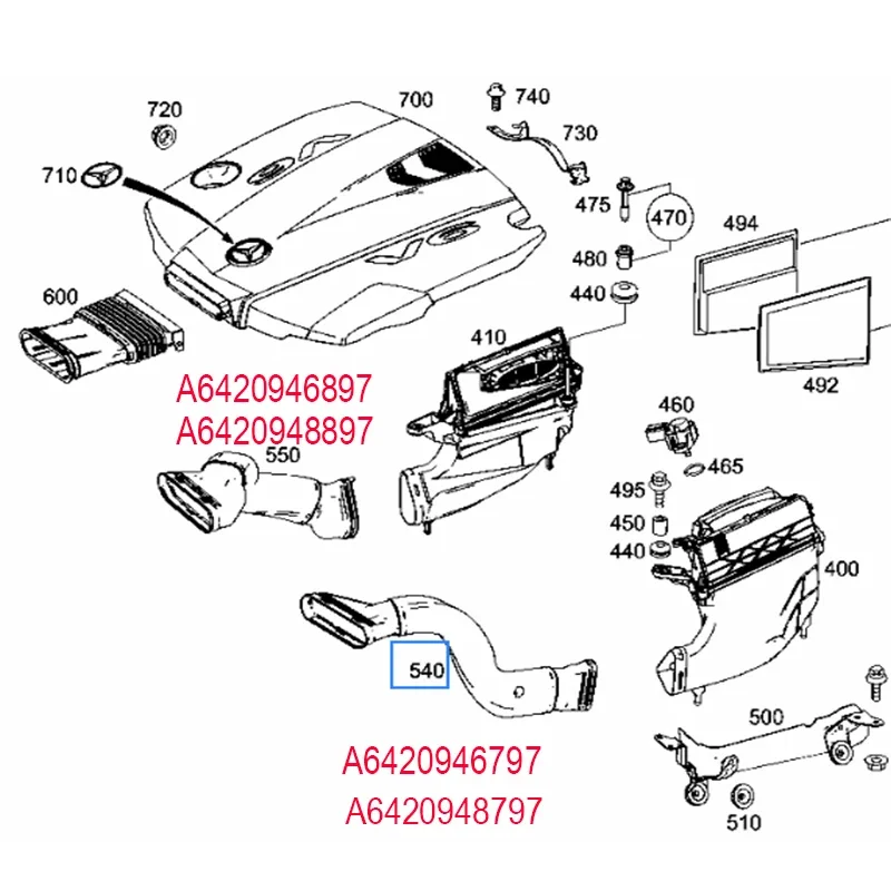 Tubi Aspirazione Aria Mercedes GL350/ML350 - 6420948797 &amp; 6420948897 Per Diesel 3.0L