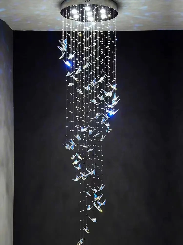 

Minimalism Villa Crystals Pendant Light Indoor Lighting Pendant Lamps Suspended Ceiling Lamps Loft Butterfly Hanging Chandeliers