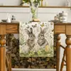 Easter Bunny Eggs Butterfly Floral Linen Table Runner Holiday Party Decor Spring Kitchen Dining Table Runner Easter Decorations 2