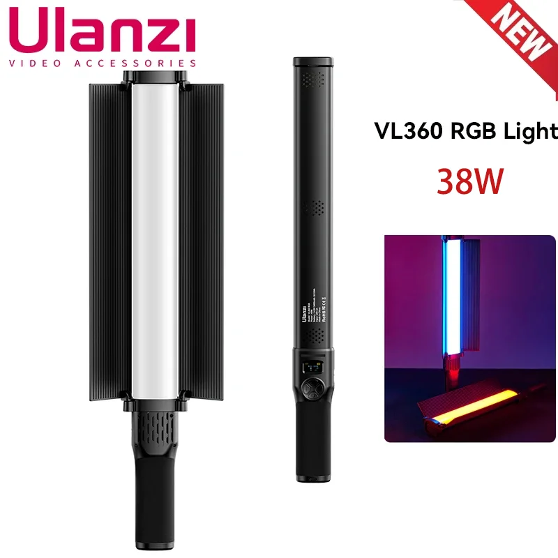 Фото Ulanzi VL360 RGB светодиодный Video светильник 38W ручная полноцветная заполняющая лампа 5600LX 3000K-10000K с дверью сарая для студийной съемки Tiktok №1