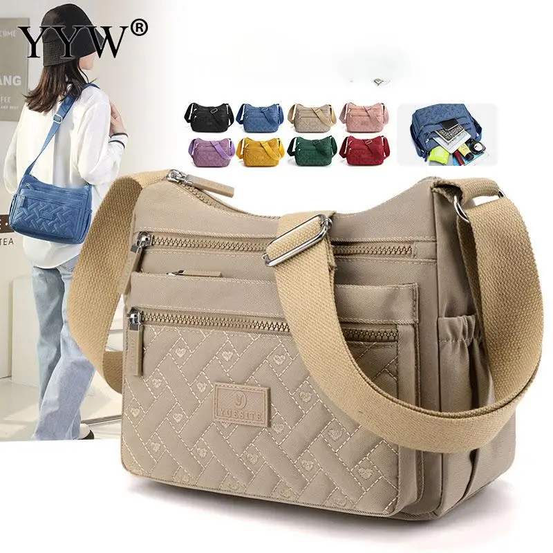 Large Capacity Oxford Cloth Women's Crossbody Bag Casual Multi Pocket Backpack Messenger Canvas Handbag Middle-aged Mother Bag