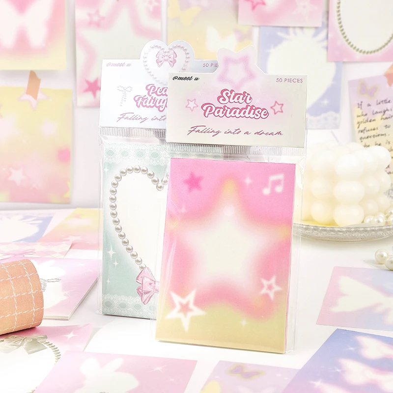 50pcs/lot Memo Pads Material Paper INS Dream fall Junk Journal Scrapbooking Cards Retro Background Decoration Paper
