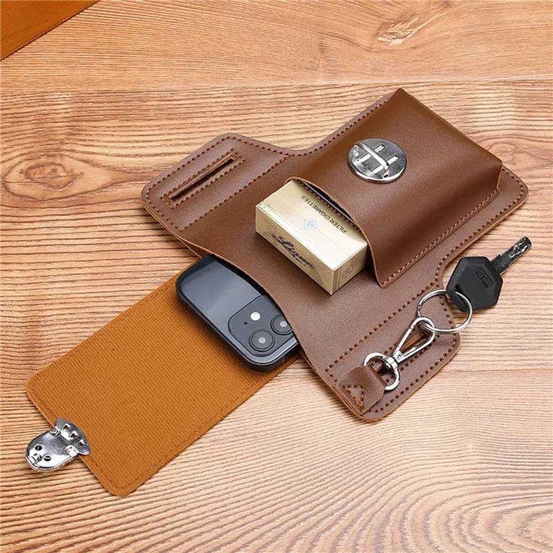 Multifunctional PU Leather Pack Phone Belt Bag Retro Men Bag Cell Phone Loop Holster Phone Pouch Wallet High Quality Phone Case