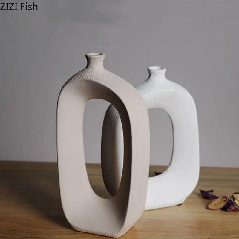 Ceramic Small Mouth Vase Flower Arrangement Dried Flower Vase Decorative Vases Ornament Decoration Crafts Home Accessories Vases 4