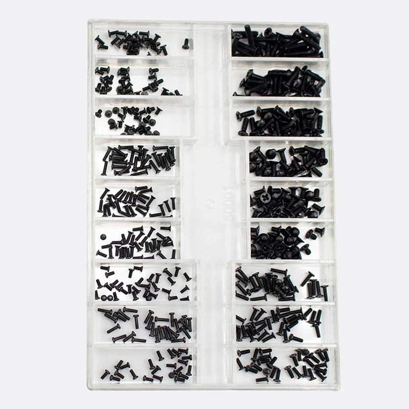 미니 나사 DIY 키트 박스 노트북 컴퓨터 조립 수리 나사 패스너 세트, 선글라스 휴대폰 수리용, 18 가지 유형, 500 개