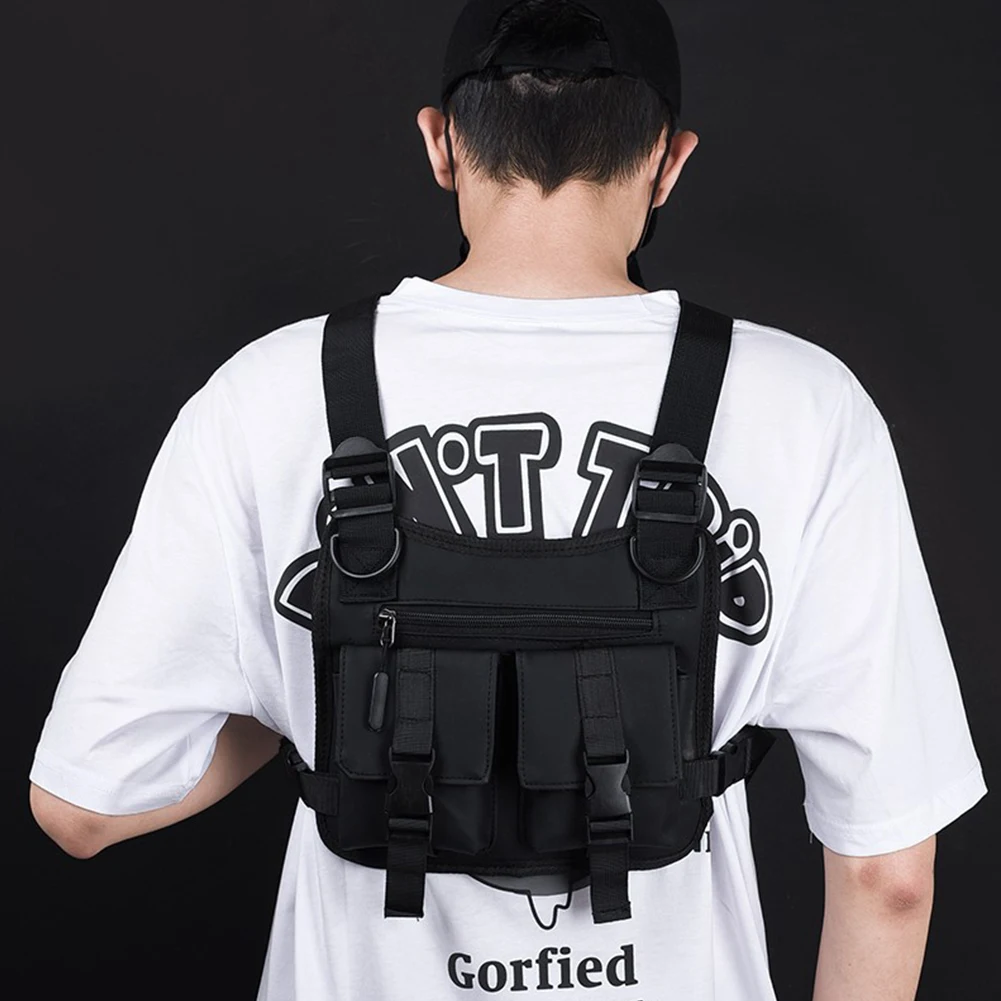 Chest Rig Bag Running Chest Pack Multi-Function Lightweight Vest Bag Adjustable Outdoor Waterproof for Workouts