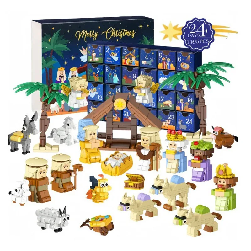 Festive Christmas Train Advent Calendar Gift Box with 24-Day DIY Surprise Bricks