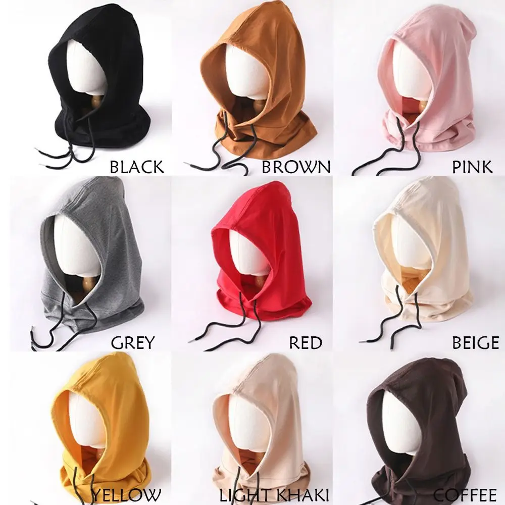 Soft Cotton Balaclava Streetwear Windproof Winter Neck Warm Hooded Hat Beanies Outdoor Sports Headgear Caps Unisex 2