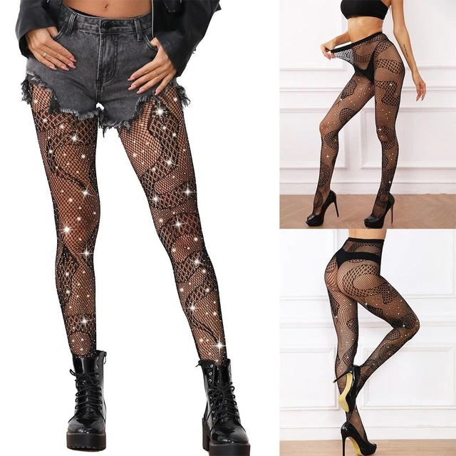 Buy Rhinestone Fishnet Tights plus size Crystal Pantyhose