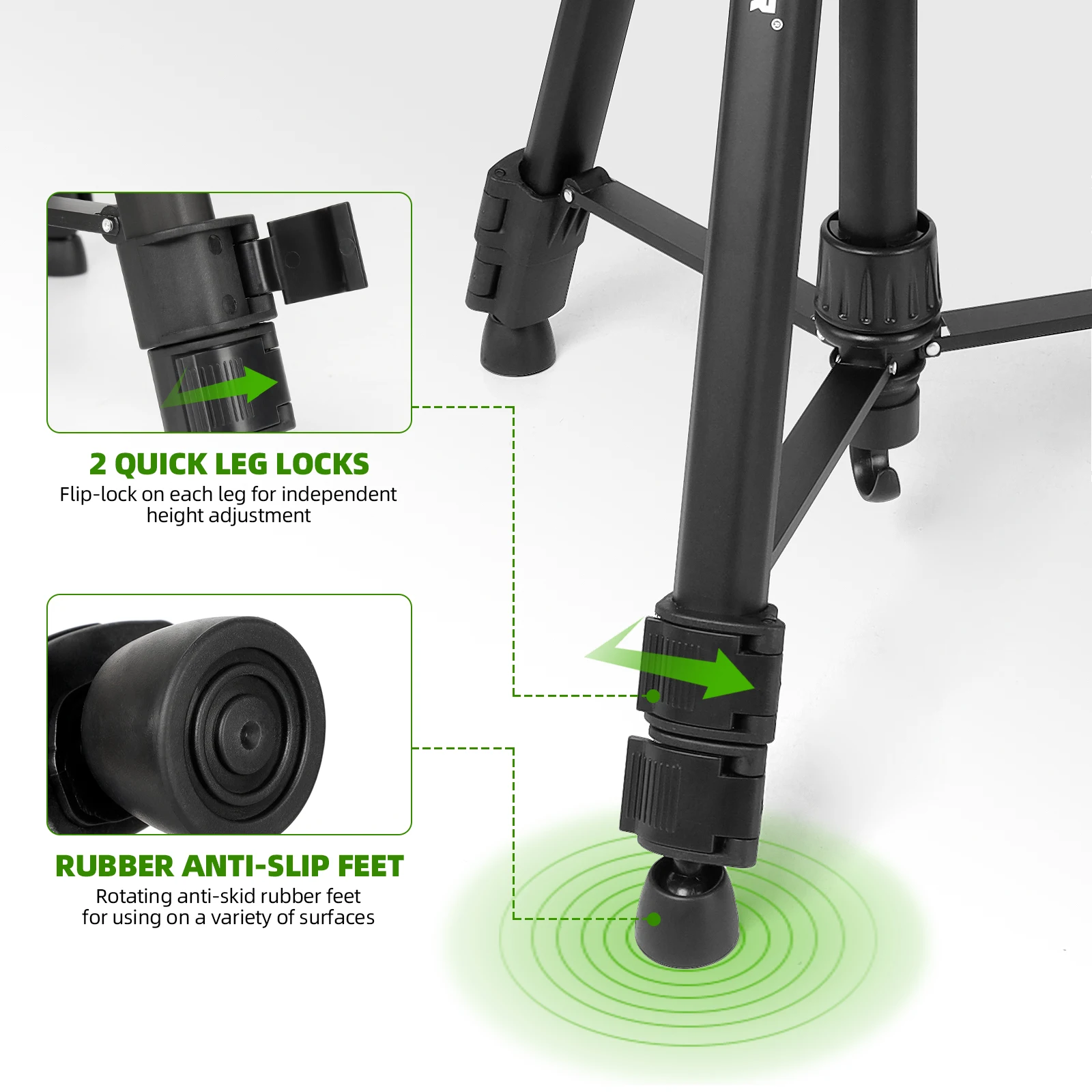Huepar Tripod For Laser Level 1.6M/62.99'' Stand Adjustable Height With Swivel P