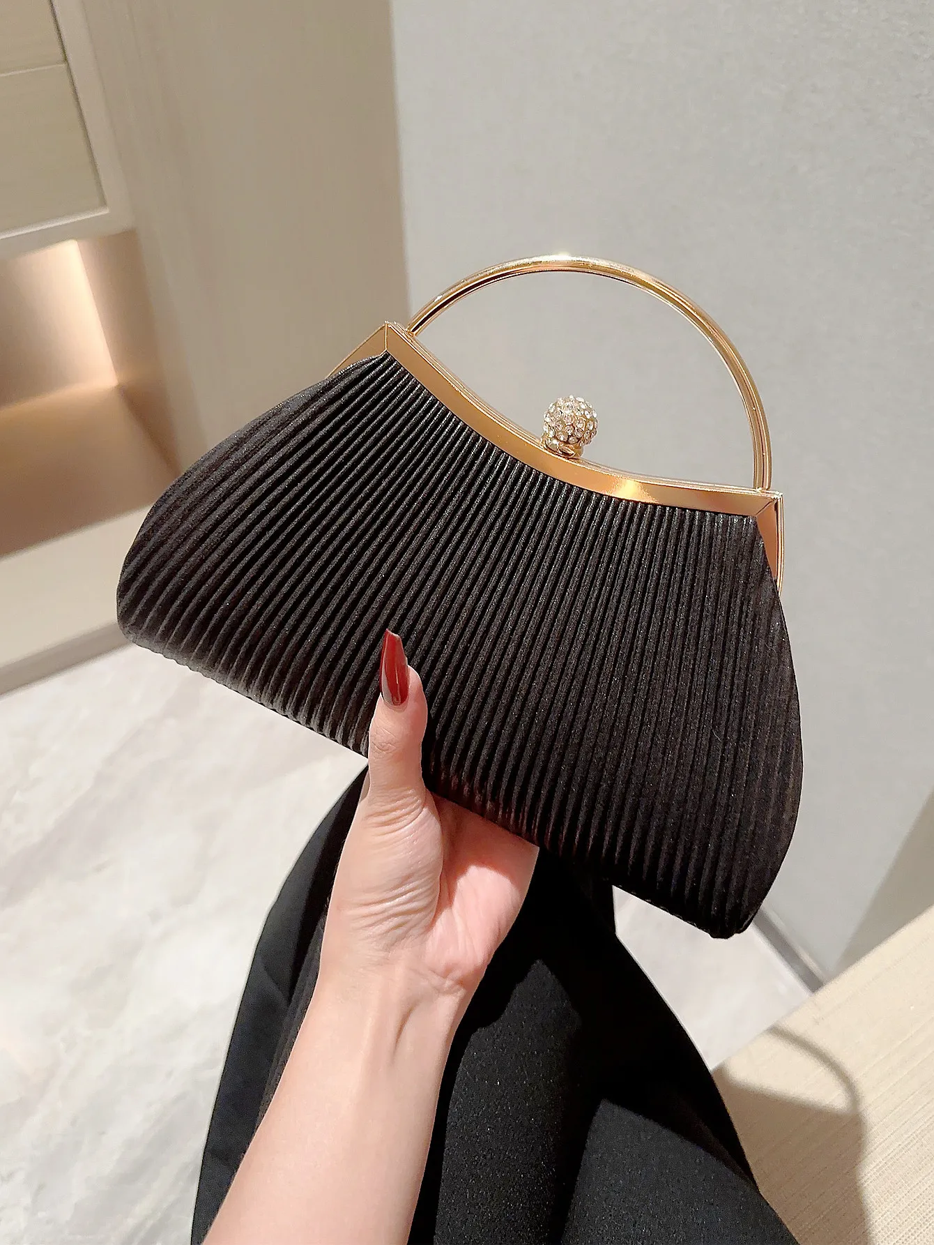 Evening Bag For Women Elegant Glitter Pleated Ladies Clutch Luxury Party Wedding Shoulder Crossbody Bags Banquet women evening bag