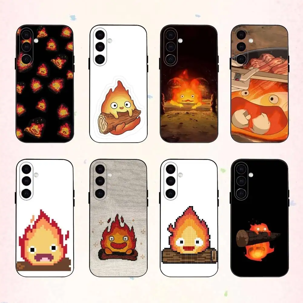 Charming Anime C-Cute Calcifer Soft Black Phone Case