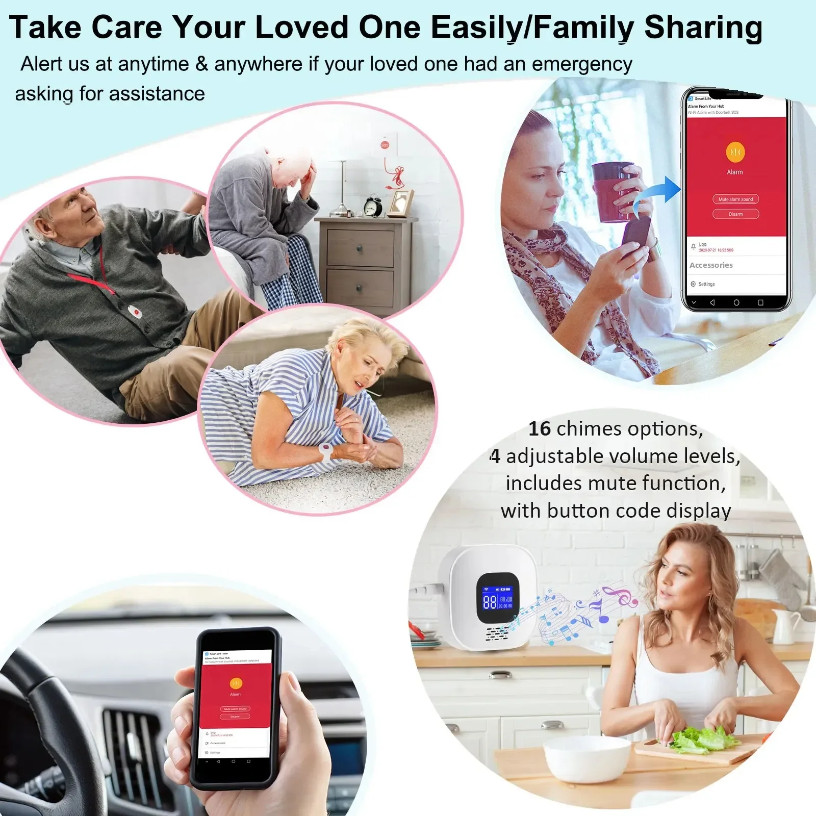 Bouton SOS WiFi Topvico Tuya pour les personnes âgées, alarme d'urgence, alerte de chute, bracelet bouton panique pour seniors 2