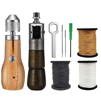 Leather Sewing Awl Thread Kit Manual Sewing Machine Speedy Stitcher Leather Craft Stitching Shoemaker Canvas Cloth Repair Tool