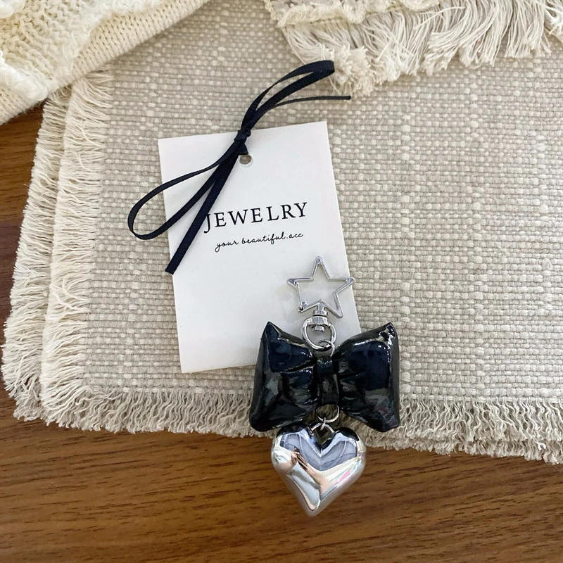 Elegant Heart Bow Lanyard Wrist Strap Keychain and Backpack Accessory Gift