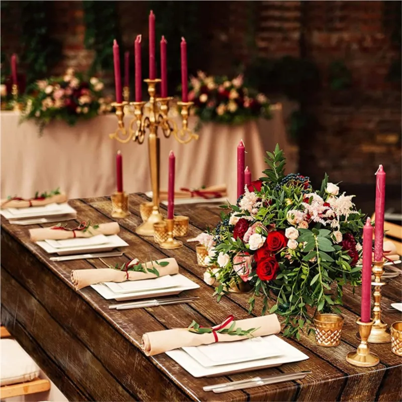 3pcs Brown Wood Grain Tablecloths Rustic Rectangle Plastic Table Covers Farmhouse Table Cloth Decor For Birthday Wedding Party 2