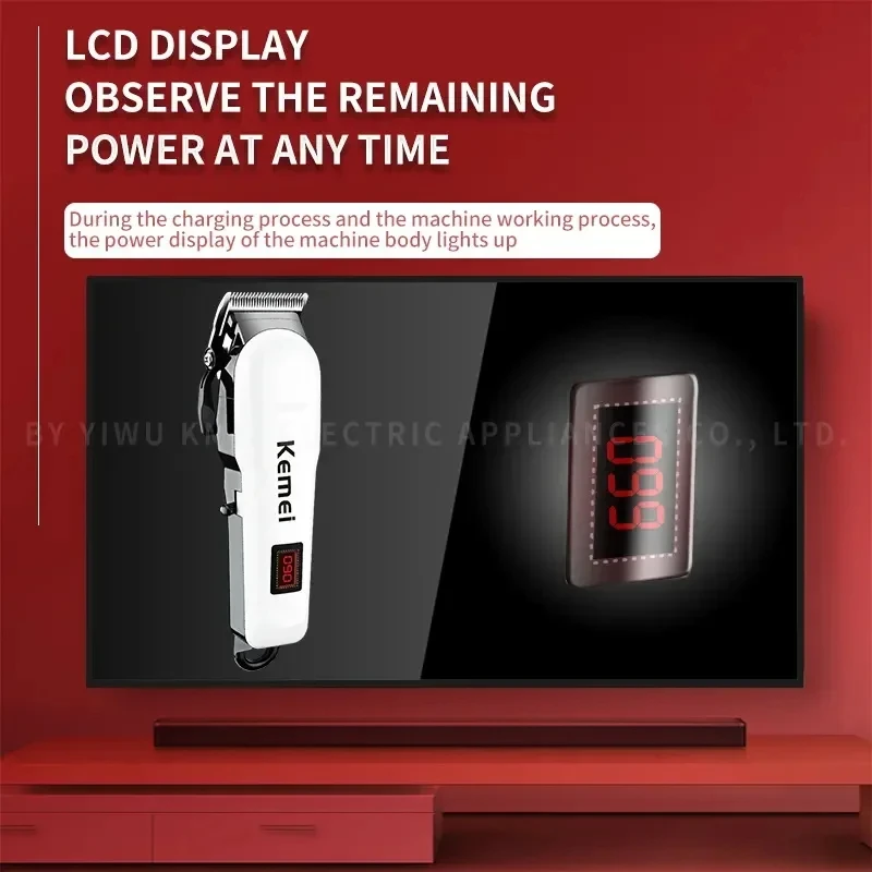 Kemei KM-809A 충전식 헤어 클리퍼 살롱 전문 무선 전기 헤어 트리머, 이발소 헤어 컷 머신, 도매