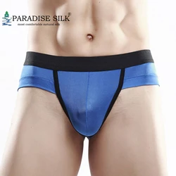 Mens Underwear Briefs 4 Pair 100% Silk Knit Low Rise Sexy Underwear Pouch Briefs Size US S M L XL XXL