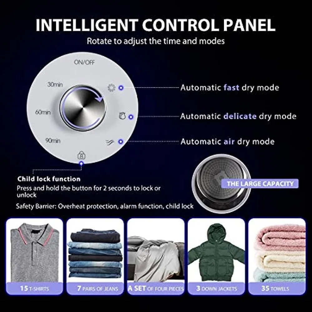VIVOHOME 110V 1500W Electric Compact Portable Clothes Laundry Dryer Machine for Apartment 3.5 cu.ft 13lbs 5