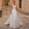 A Line Organza Wedding Dresses for Woman Bride Square Neck Sleeveless Sweep Train Backless Vestidos De Novia Bridal Gowns 4