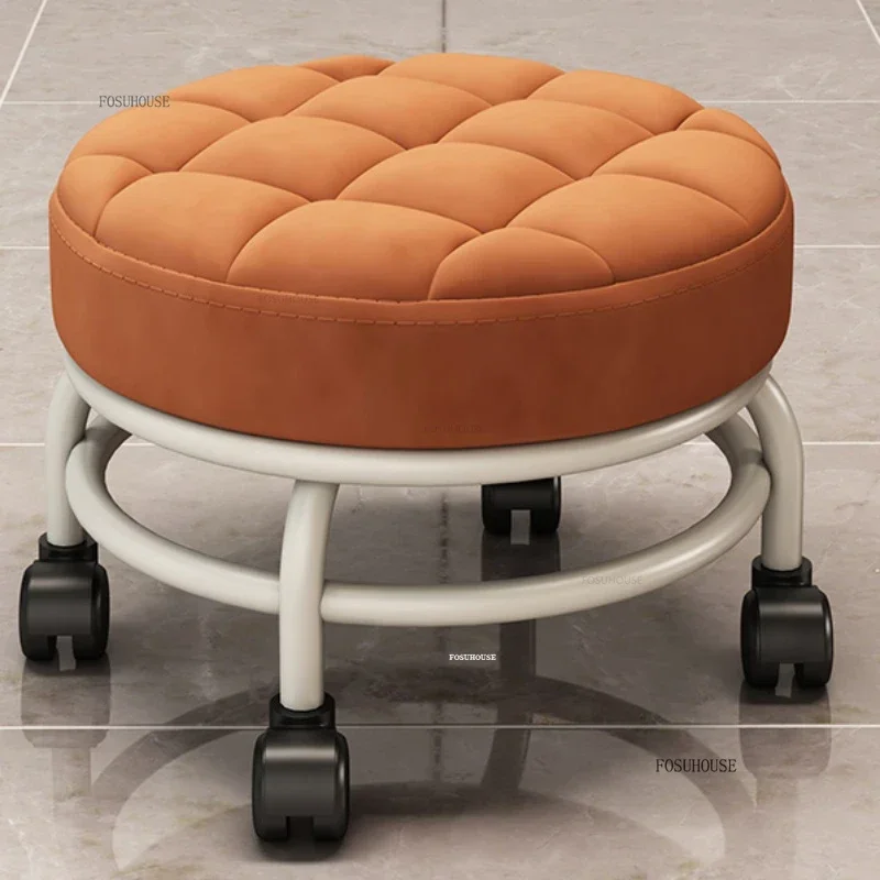 Beauty Salon Professional Chair Luxury Small Pedicure Chairs Creative Salon Furniture Home Soft Bag Round Low Stool with Wheels