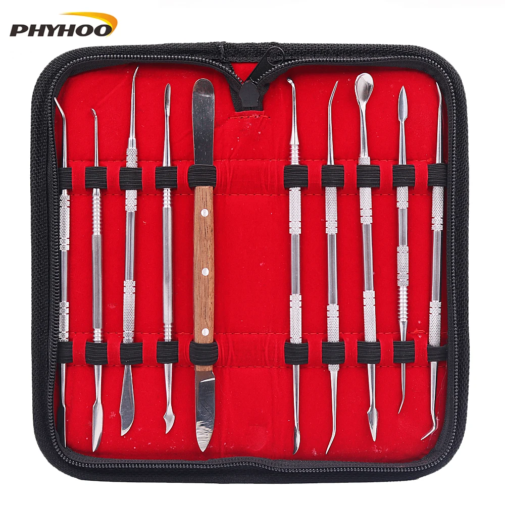 PHYHOO 10 Pcs Wax Carving Tool Sets Dental Lab Equipment Clay Sculpting Pottery Tool Blade Surgical Dentist Sculpture Knife