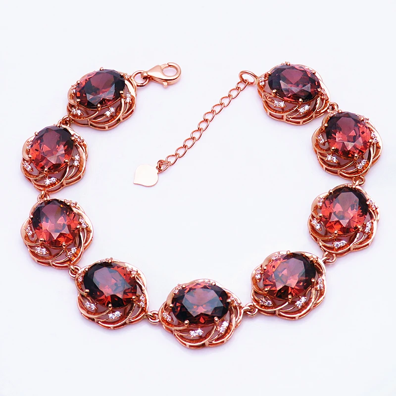 585 Purple Gold Plated 14K Rose Gold Inlaid Ruby Jewelry Set Openwork Crystal Luxury Exquisite Engagement necklaces earrings jewelry set