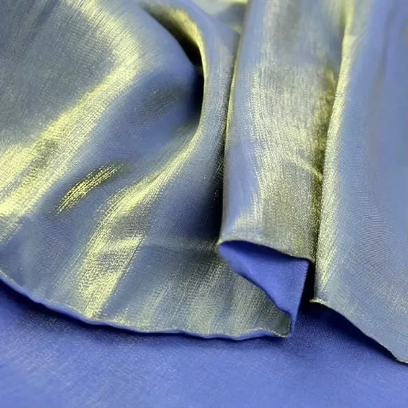 Soft Reflective Fabric By The Meter for Dresses Background Decoration Hanfu Stage Costumes Sewing Coth Gradient Color White Blue