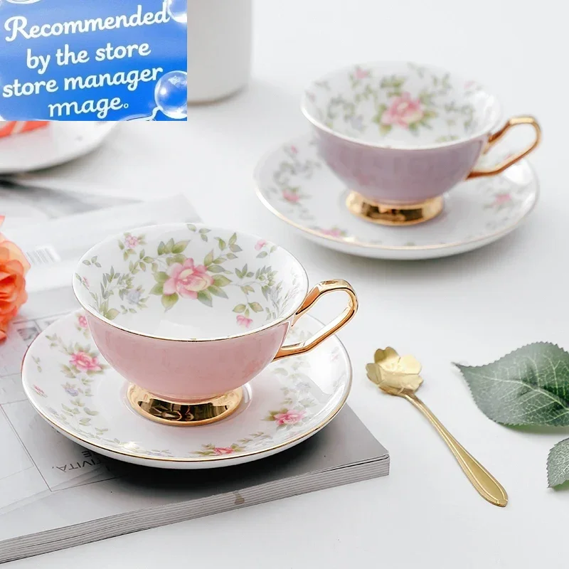 Bincoo European Bone China Coffee Cup Set Pink Bird Creative Ceramic Phnom Penh Afternoon Tea Cup & Saucer Nice Gift