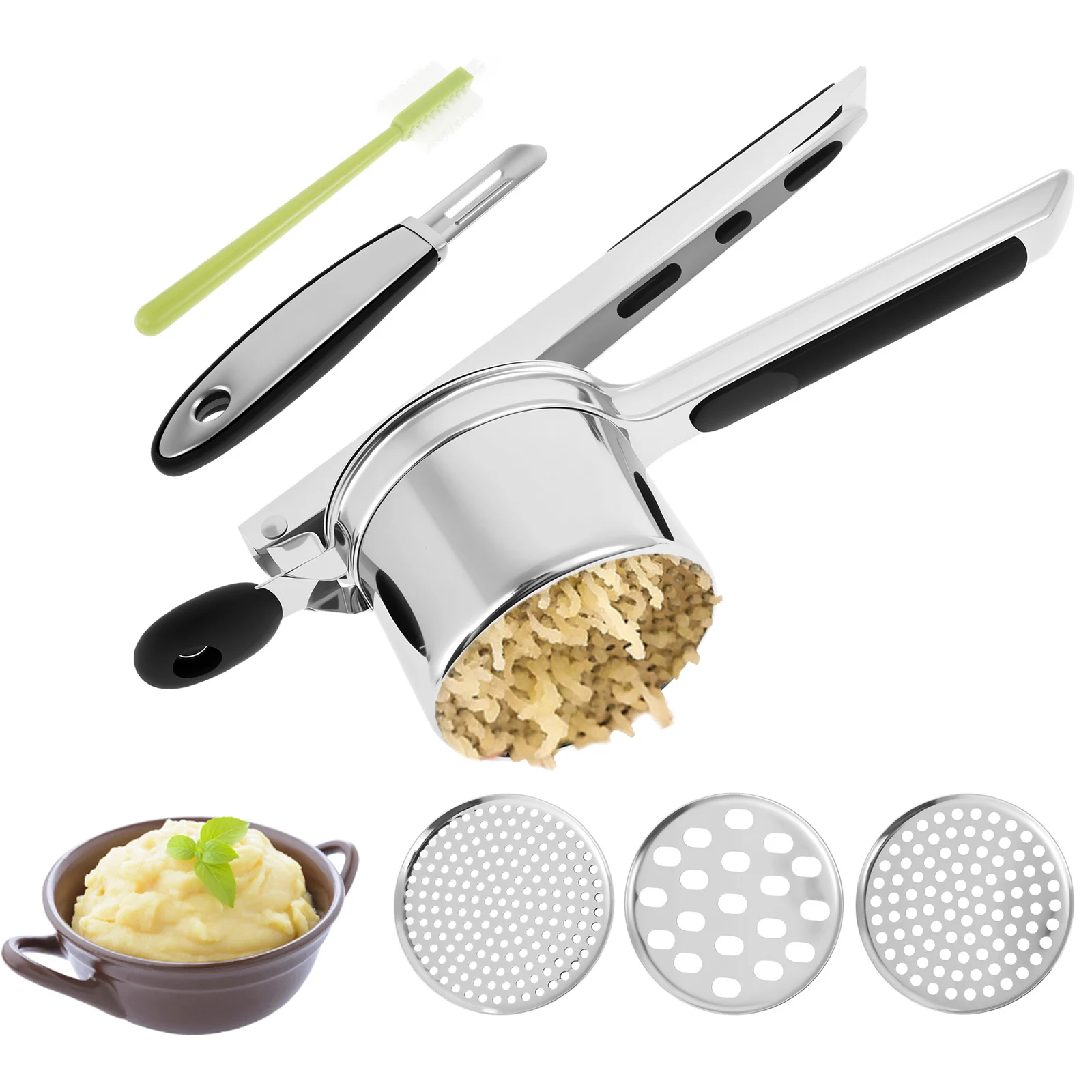 Potato Ricer Stainless Steel Potato Masher and Ricer for Mashed Potatoes Manual Press Kitchen Gadget for Mashed Potatoes