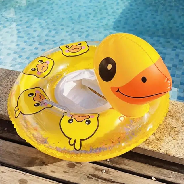 Swim Rings for Kids Inflatable Pool Floats for Baby Yellow Duck Shape Swim Rings with Handle Outdoor Toys for Summer Travel Boys 3