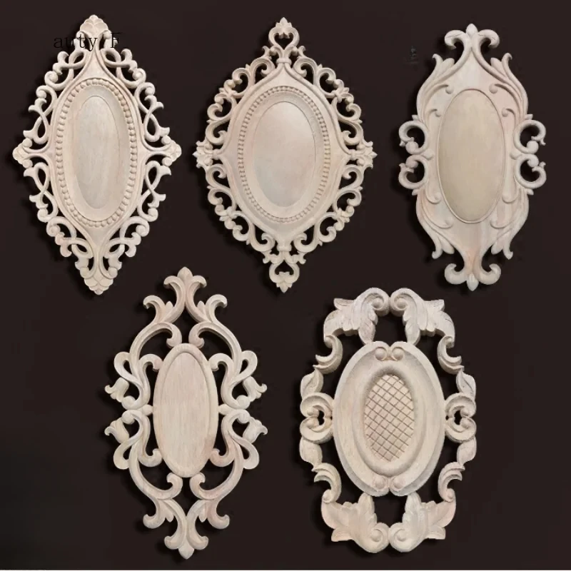 1PC Dongyang Wood Carving Oval Door Decal Decoration European Style Door Center Furniture Wardrobe Decal  Office Decoration 4