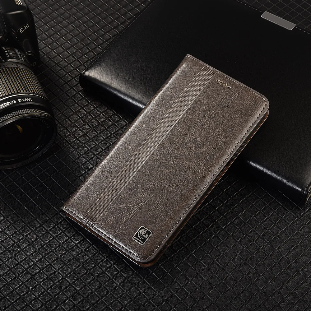 Elegant Vertical Line Leather Flip Case with Card Holder