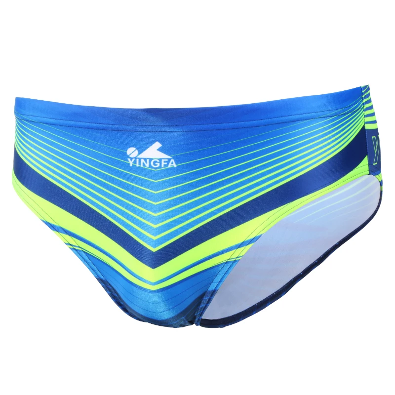 YINGFA Men's Swim Briefs Printed Swimming Trunks Triangle Blue Professional Swim Short For Training and Competition men swimming trunks