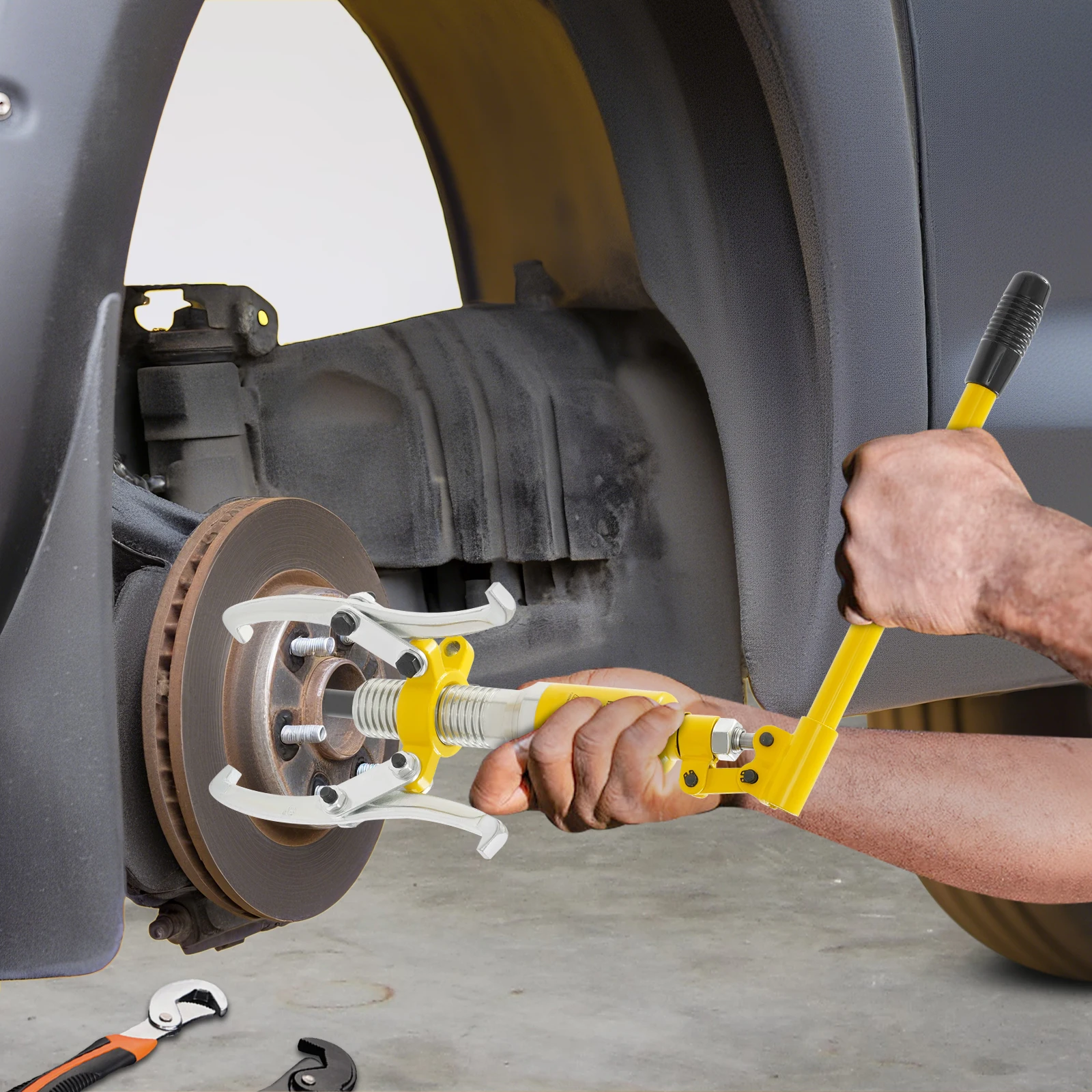 Hydraulischer Zahnradabzieher für 5 Tonnen, Radlagerabzieher, Trennwerkzeuge, 3 Backen, hydraulischer Lagerabzieher für Garagenreparaturwerkstatt – Detail 7