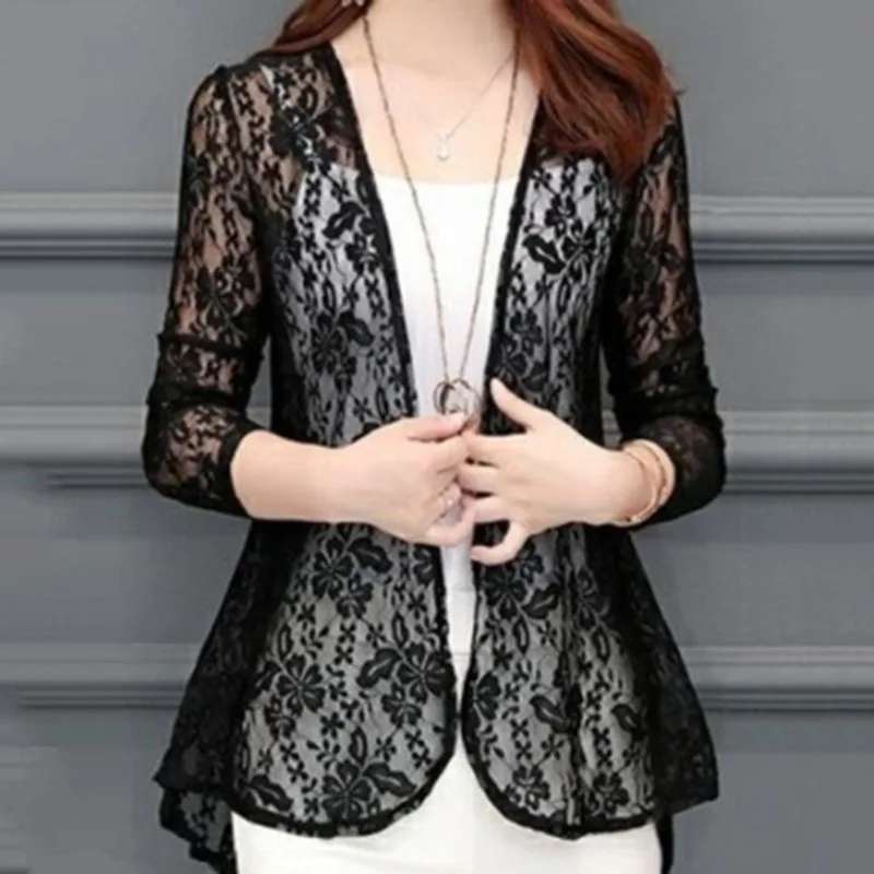 

Women Blous Summer Kimono Tops Fashion Woman Blouses White Lace Blouse Shirt Long Sleeve Women Shirts Blusas Femininas